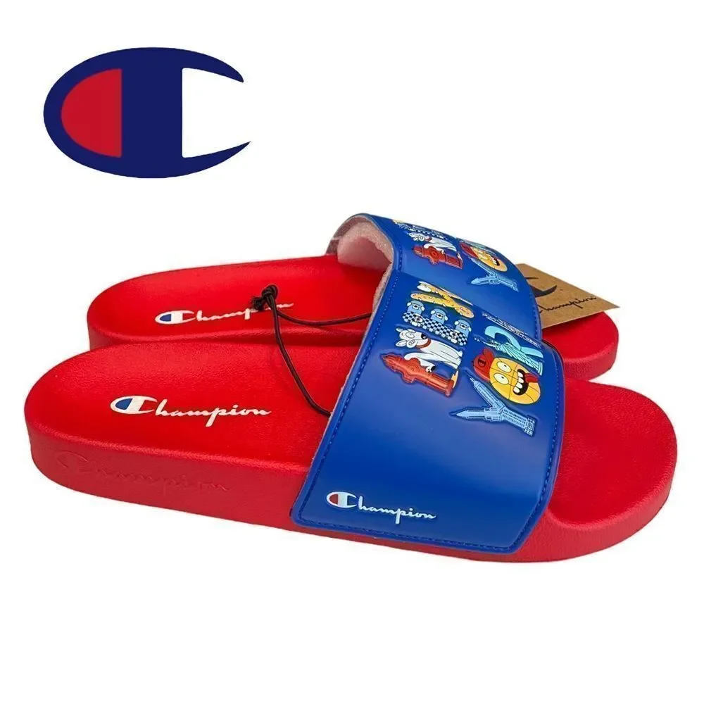 NEW Champion Men's IPO NY New York Scarlet Blue Slide Sandals